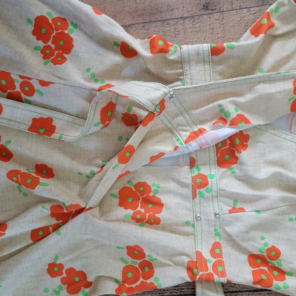 Vintage Orange Poppy Wrap Dress - Picture 13 of 16